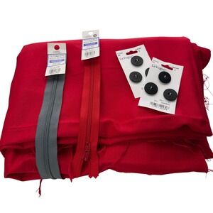Unique Creative‎ Sewing Bundle Red Fabric Zippers Buttons DIY Maker Kit 530gram